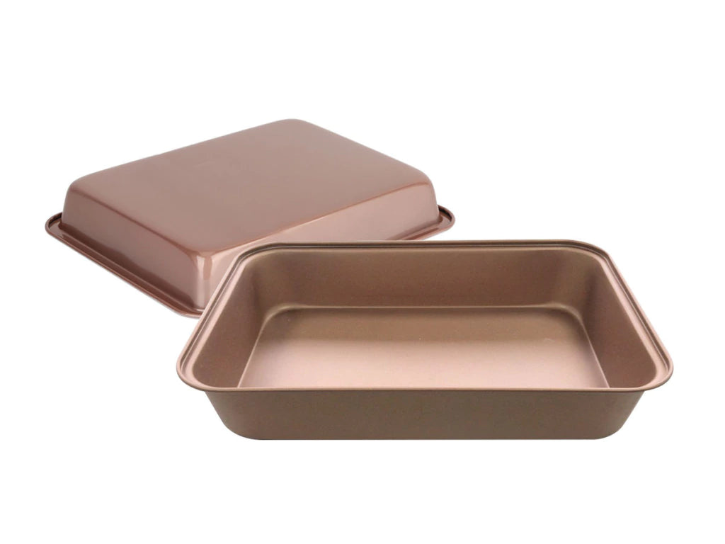 Asadera Rectangular Doble Antiadherente 37.5 Cm Color Cobre