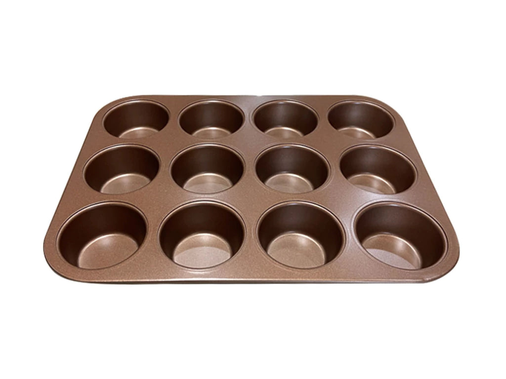 Molde X 12 Muffins Con Doble Capa Antiadherente Acero Carbono