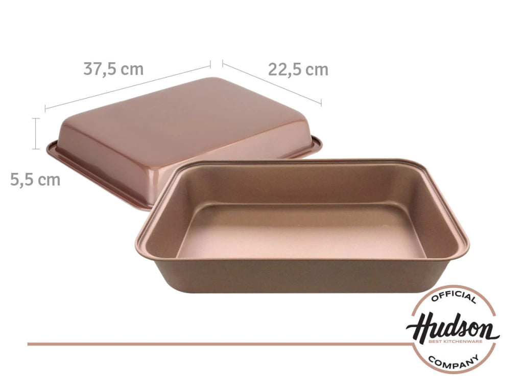 Asadera Rectangular Doble Antiadherente 37.5 Cm Color Cobre
