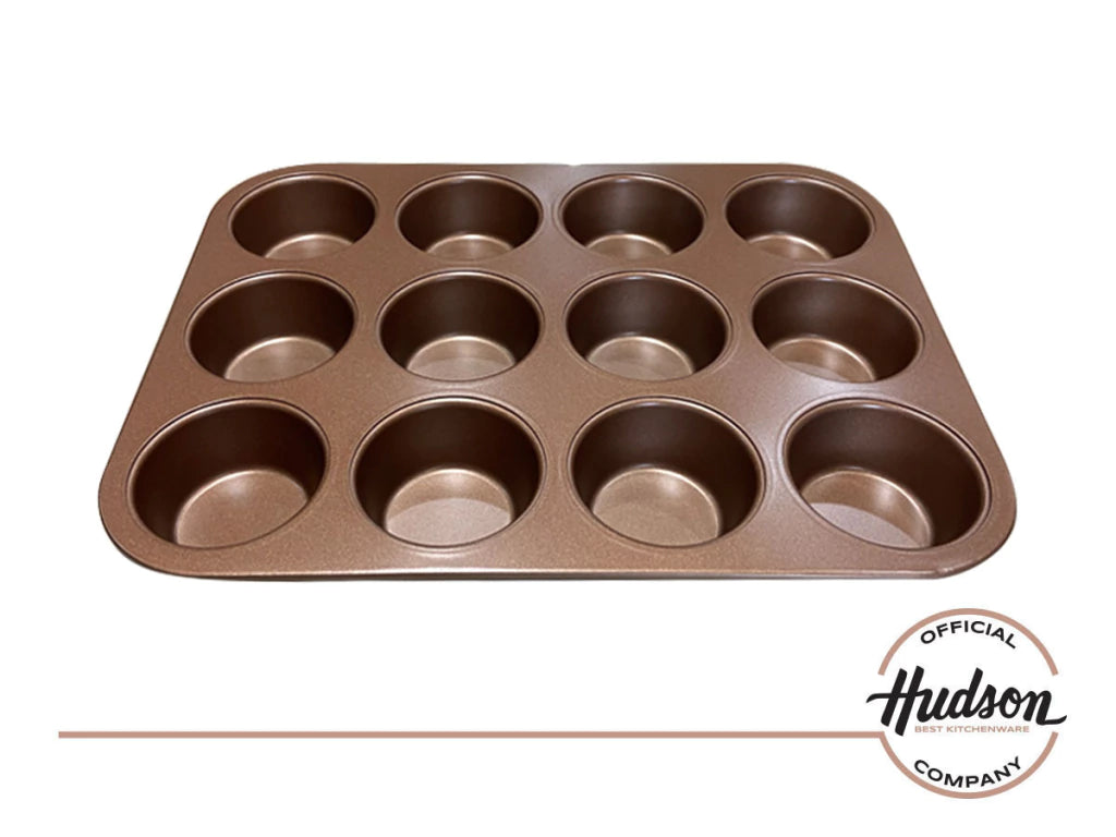 Molde X 12 Muffins Con Doble Capa Antiadherente Acero Carbono
