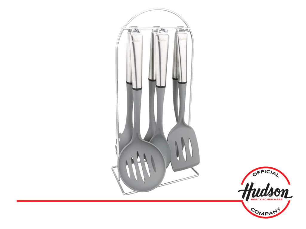 Set de 6 Utensilios de Nylon Y Acero Inoxidable