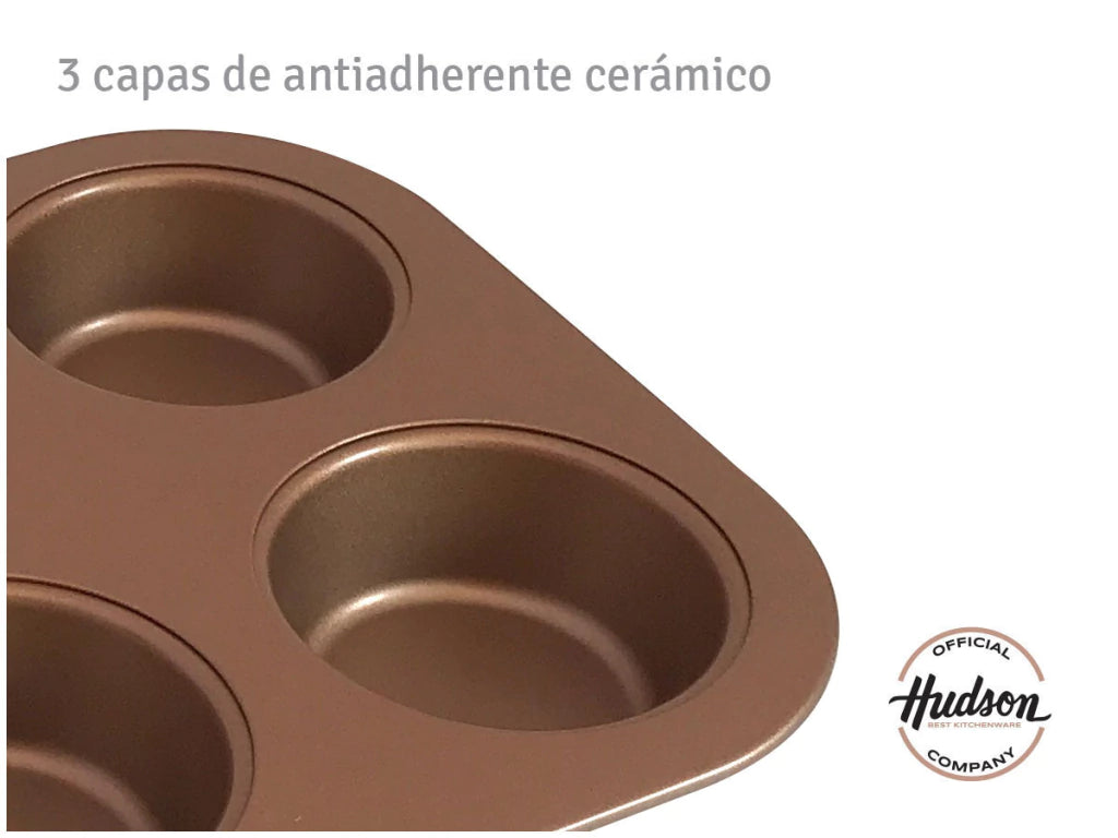 Molde X 12 Muffins Con Doble Capa Antiadherente Acero Carbono