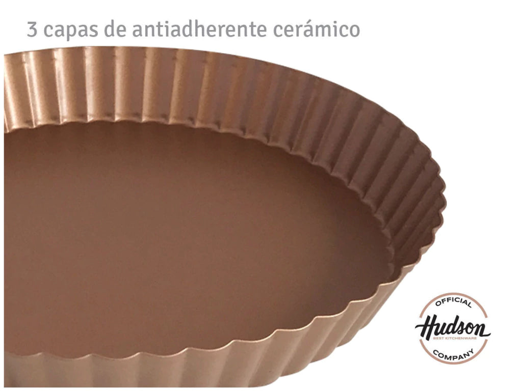 Molde Tartera 1 Pieza c/ Doble Capa Antiadherente 25 cm Cobre