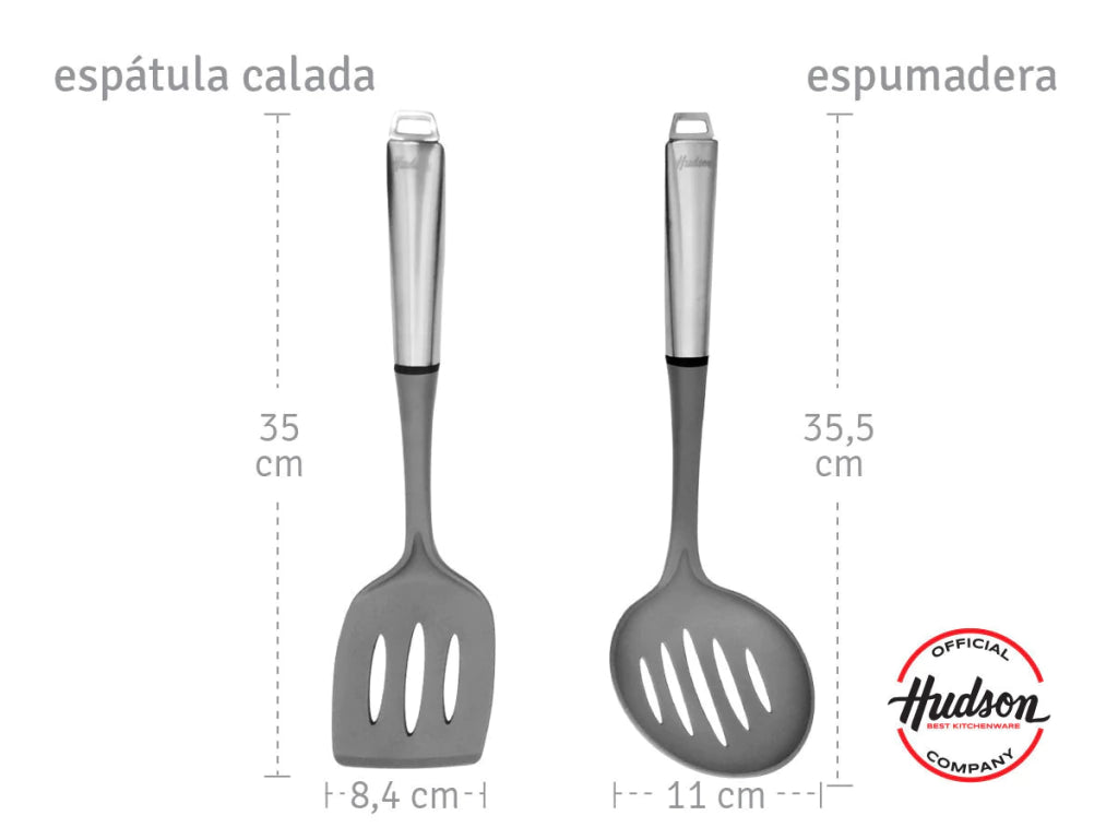 Set de 6 Utensilios de Nylon Y Acero Inoxidable