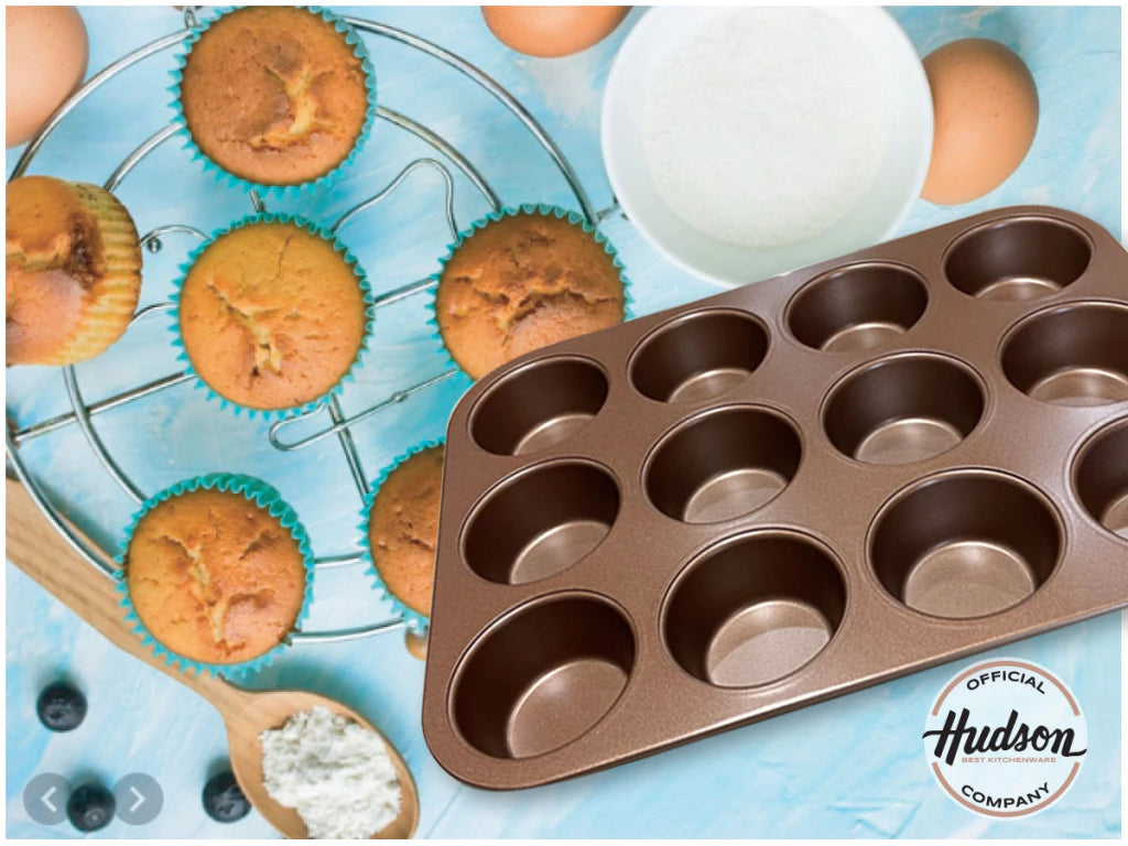 Molde X 12 Muffins Con Doble Capa Antiadherente Acero Carbono