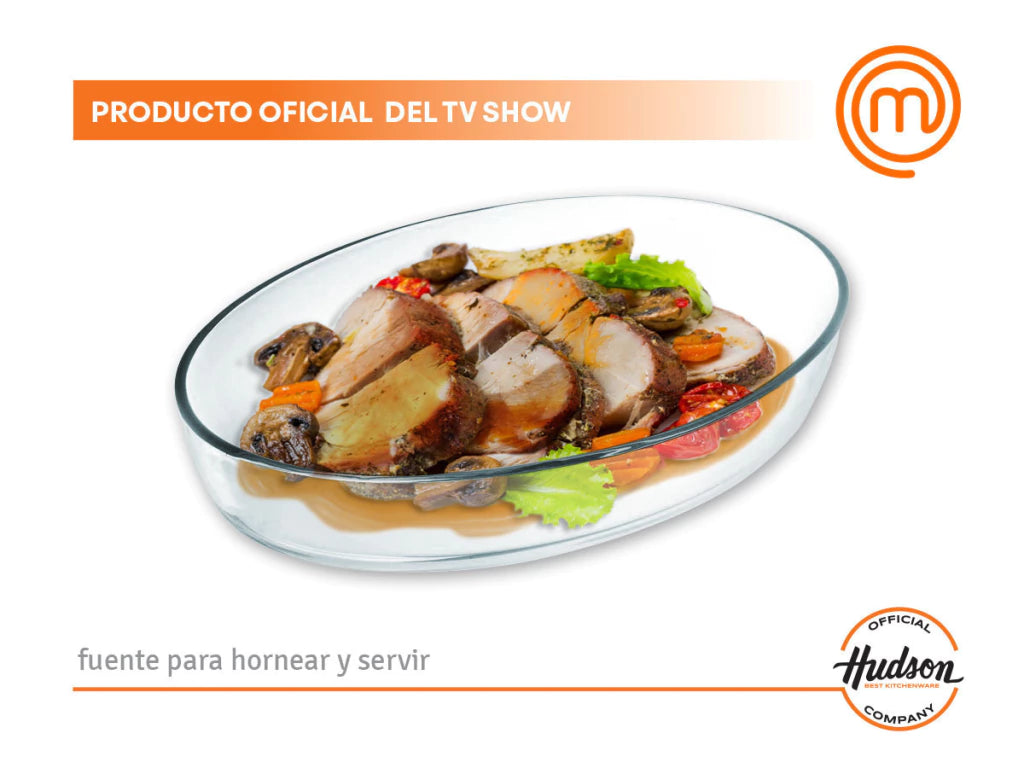 Asadera de Vidrio Templado Ovalada 34x23x6 cm para Horno