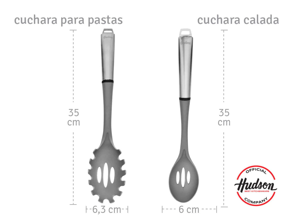 Set de 6 Utensilios de Nylon Y Acero Inoxidable