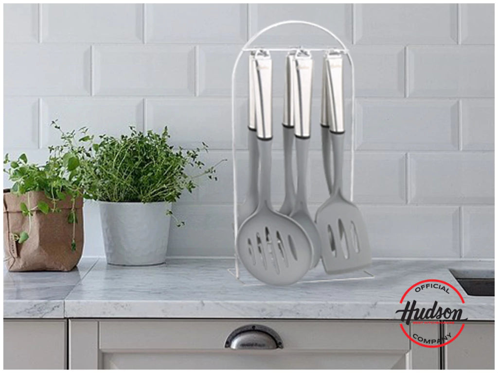 Set de 6 Utensilios de Nylon Y Acero Inoxidable