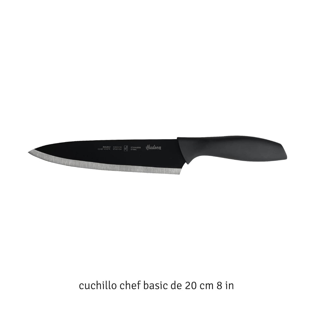 Cuchillo Chef 8'' Basic Acero Inoxidable Negro