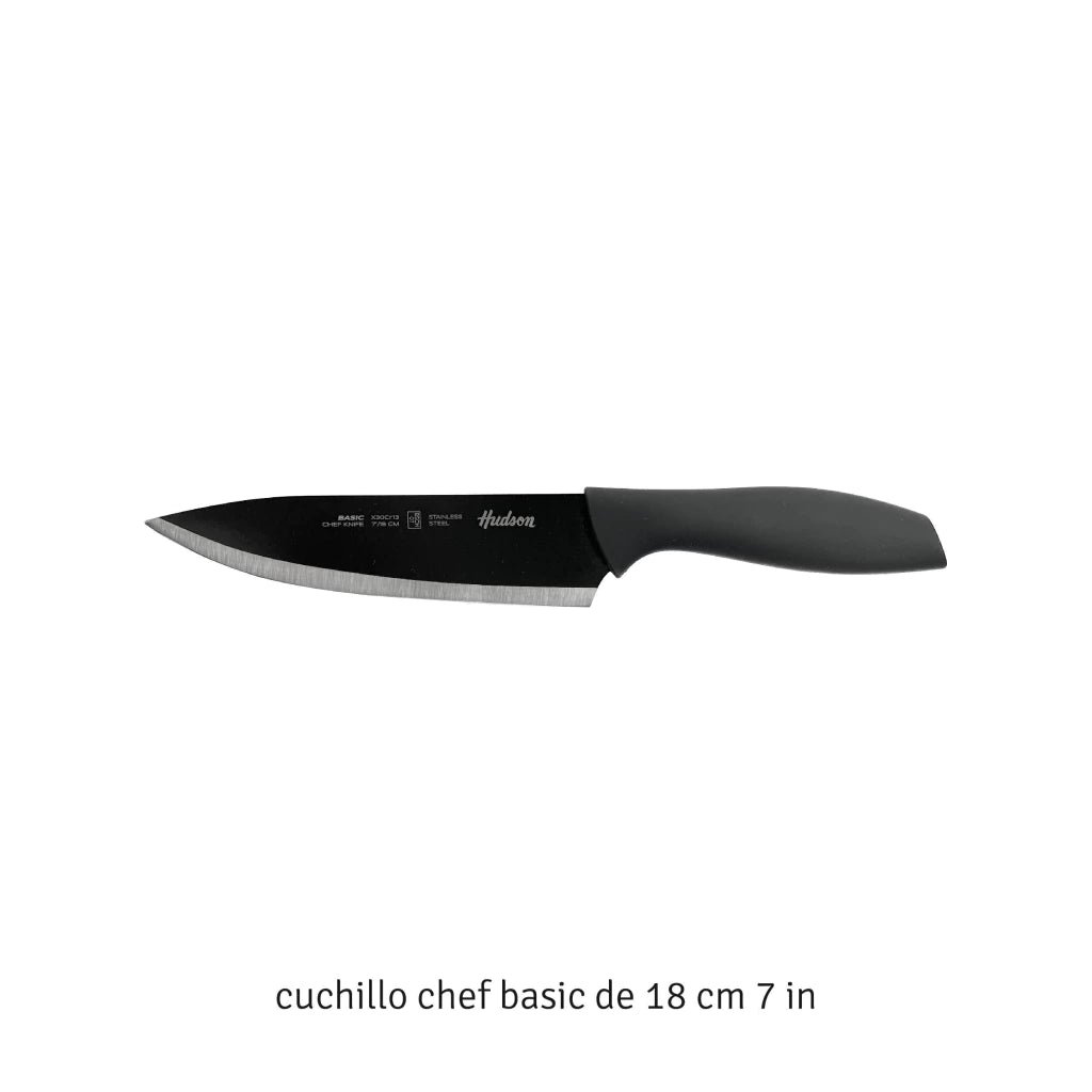 Cuchillo Chef 7'' Basic Acero Inoxidable Negro