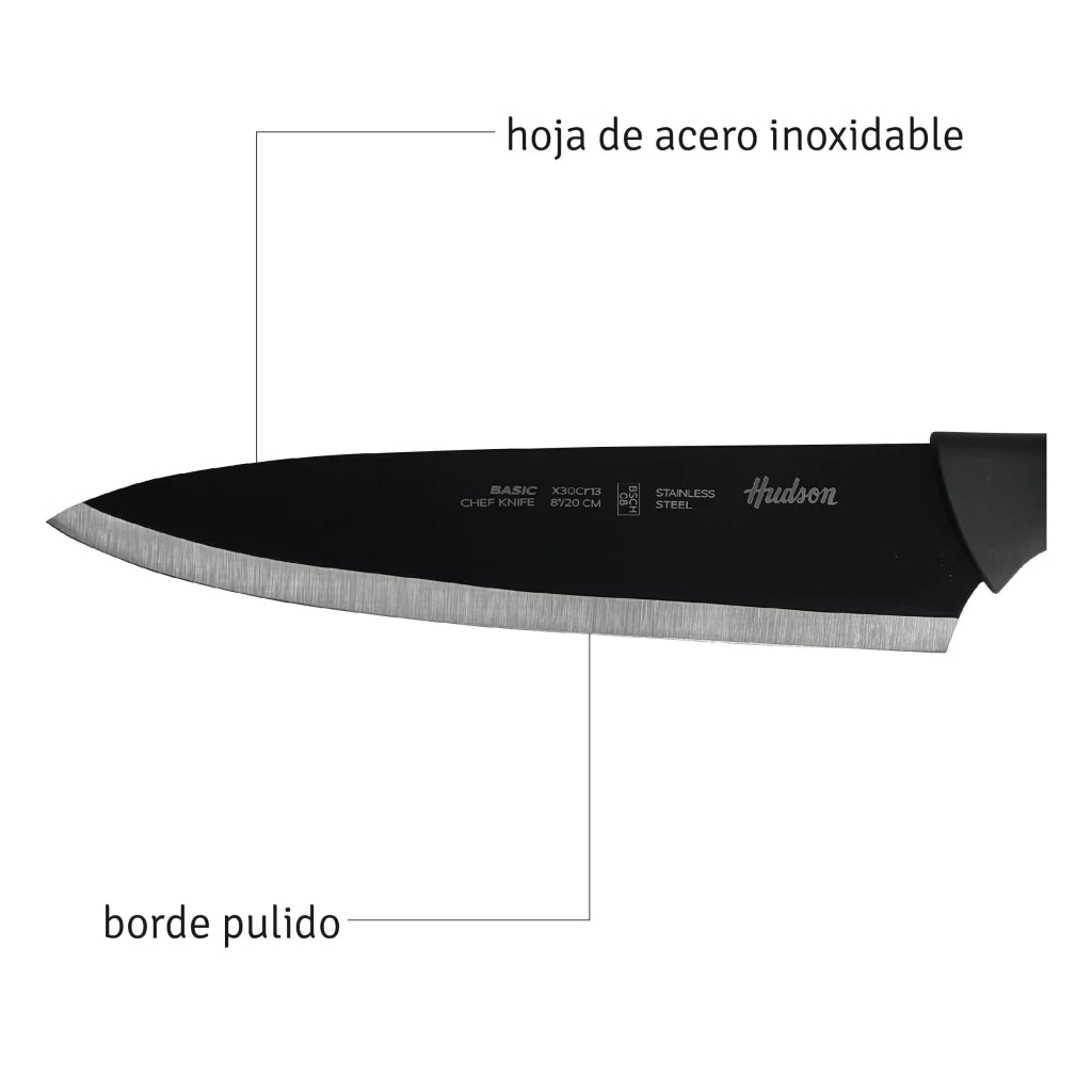 Cuchillo Chef 8'' Basic Acero Inoxidable Negro