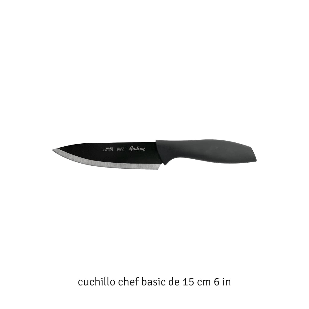 Cuchillo Chef 6 Basic Linea Hudson Acero Inoxidable Negro
