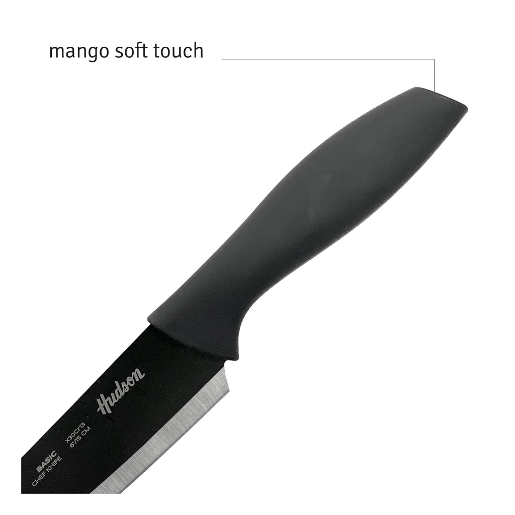 Cuchillo Chef 6 Basic Linea Hudson Acero Inoxidable Negro