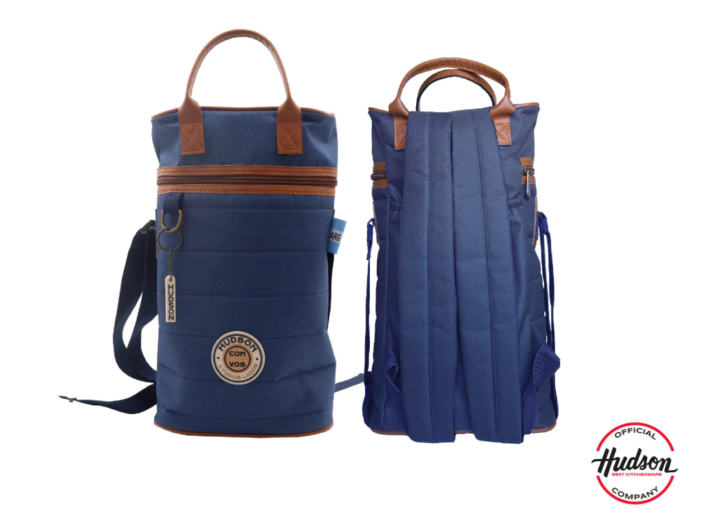 Bolso Matero Azul 38 cm Base Cuero Sintetico + Tiras Regulables