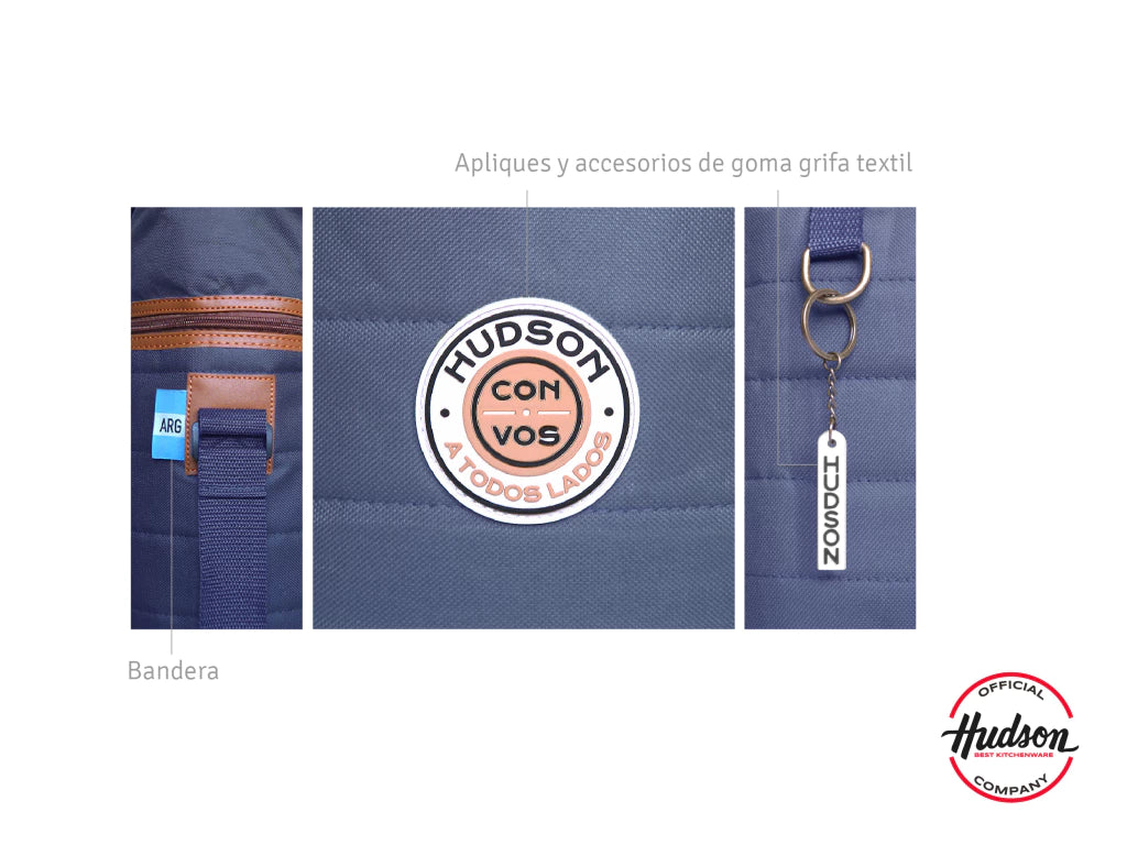 Bolso Matero Azul 38 cm Base Cuero Sintetico + Tiras Regulables