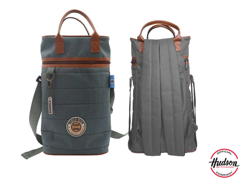 Bolso Matero Gris 38 cm Base Cuero Sintetico + Tiras Regulables