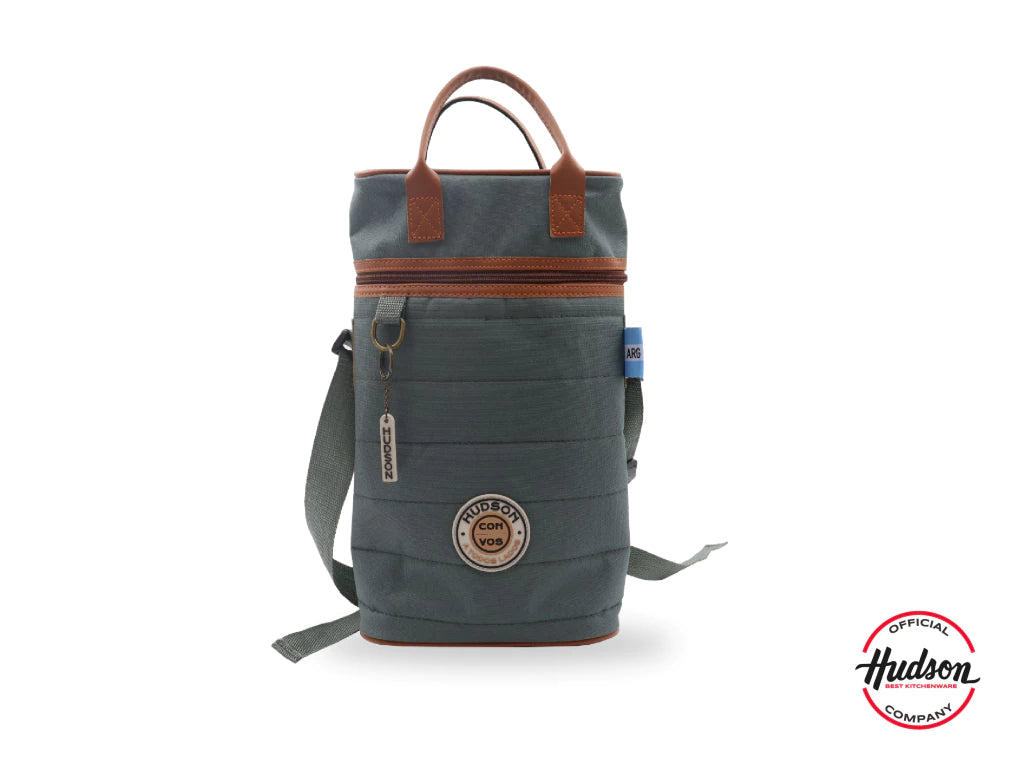 Bolso Matero Gris 38 cm Base Cuero Sintetico + Tiras Regulables