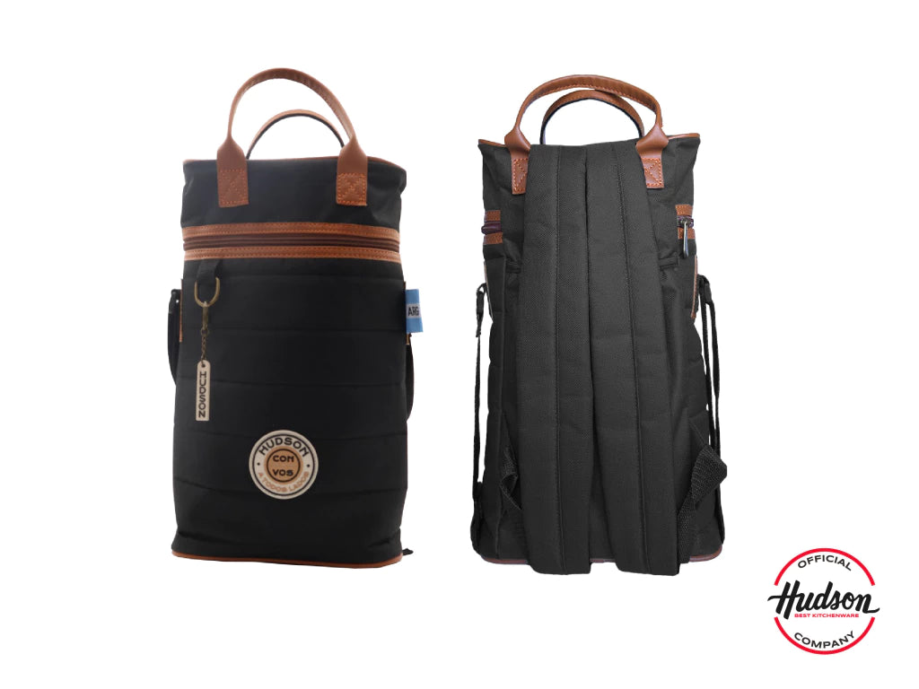 Bolso Matero Negro 38 cm Base Cuero Sintetico + Tiras Regulables