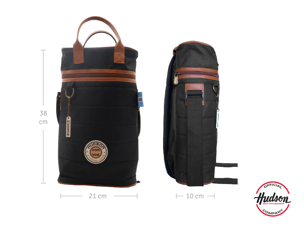 Bolso Matero Negro 38 cm Base Cuero Sintetico + Tiras Regulables