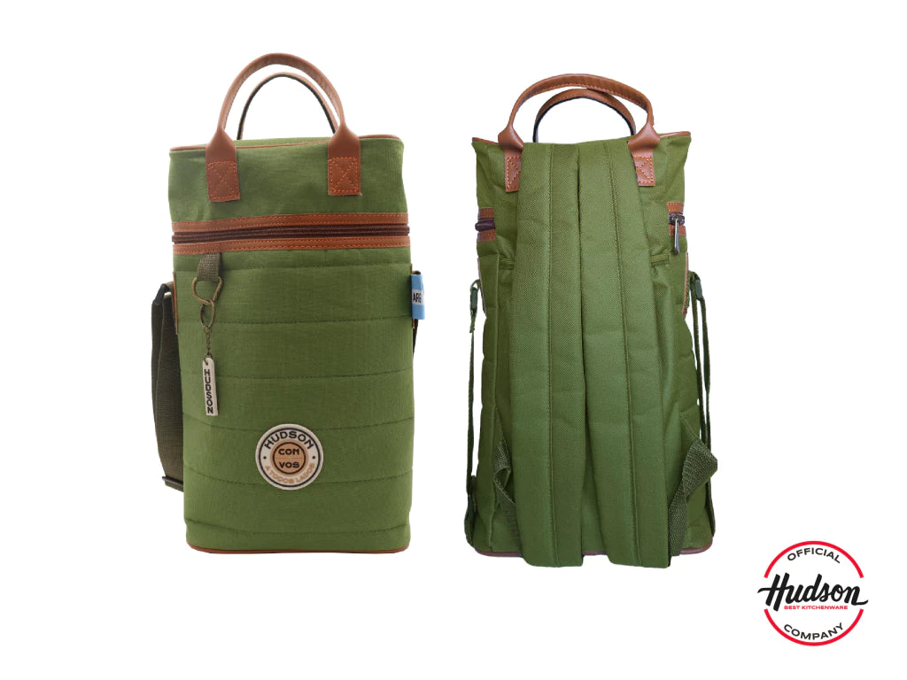 Bolso Matero Verde 38 cm Base Cuero Sintetico + Tiras Regulables