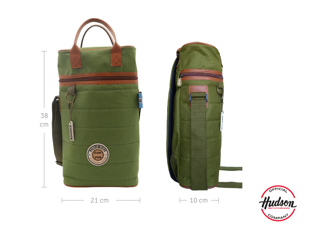 Bolso Matero Verde 38 cm Base Cuero Sintetico + Tiras Regulables
