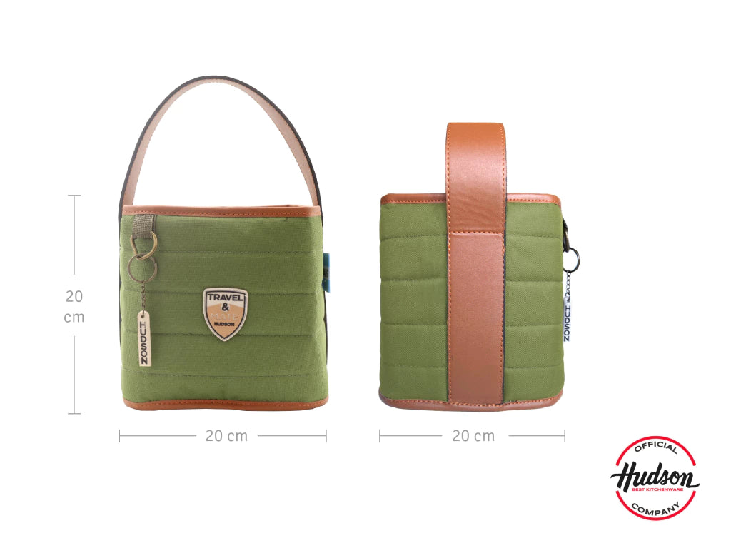 Matera Verde Cuadrada Base y Manijas de Cuero Sintetico + Costuras Reforzadas