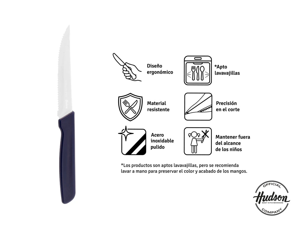 Pack x12 Cuchillos de Acero Inoxidable + Mango Azul de Plástico