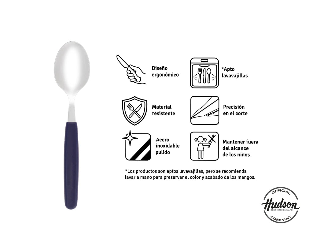 Pack x3 Cucharas Basic de Acero Inoxidable + Mango Azul de Plástico