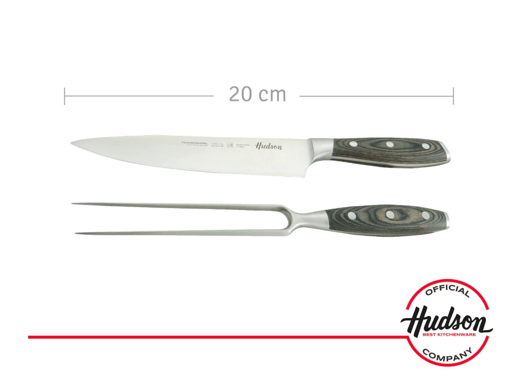 Cuchillo y Tenedor 20 cm de Acero Inoxidable p/ Parrilla