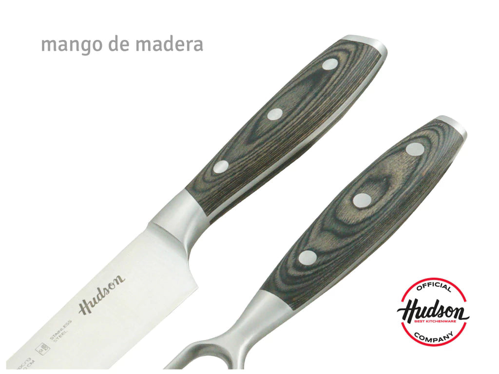 Cuchillo y Tenedor 20 cm de Acero Inoxidable p/ Parrilla