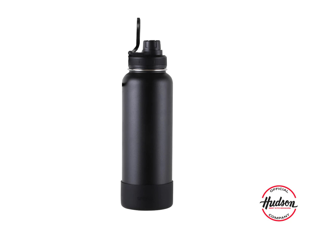 Botella Deportiva Negra 1200 ml Interior Pulido + Base Silicona