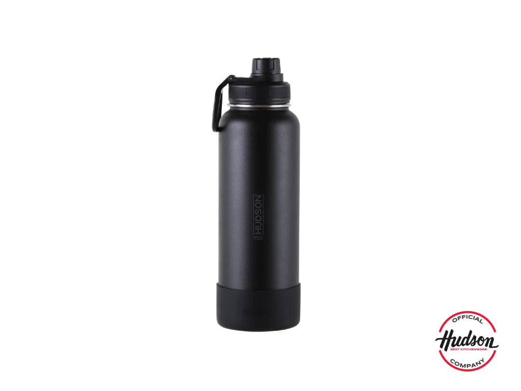 Botella Deportiva Negra 1200 ml Interior Pulido + Base Silicona