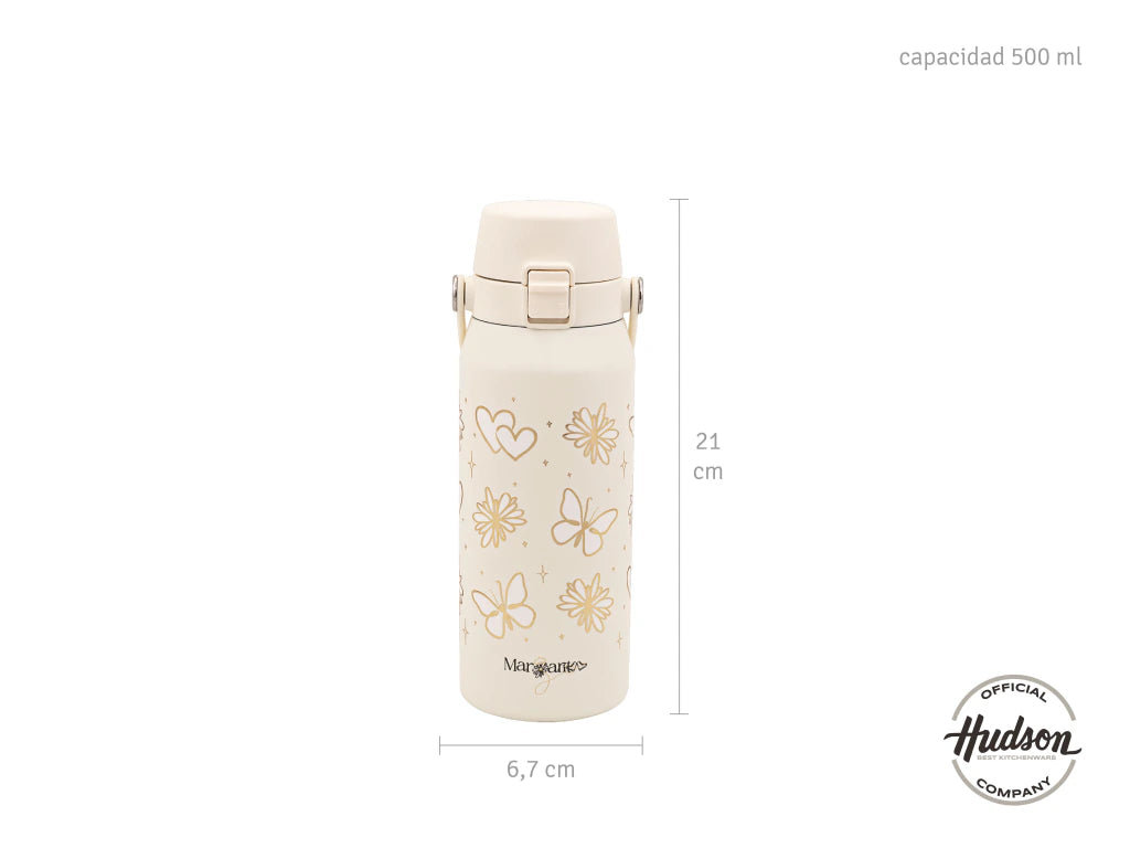 Botella Deportiva Térmica 500ml Crema Margarita X Hudson