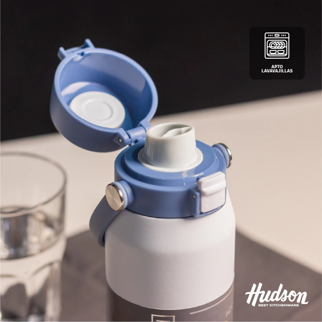 Botella Deportiva Celeste 500 ml Doble Pared + Tapa Flip