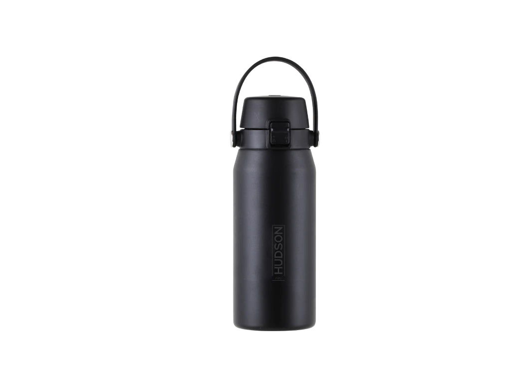 Botella Deportiva Negra 500 ml con Manija + Doble Aislante + Tapa Flip