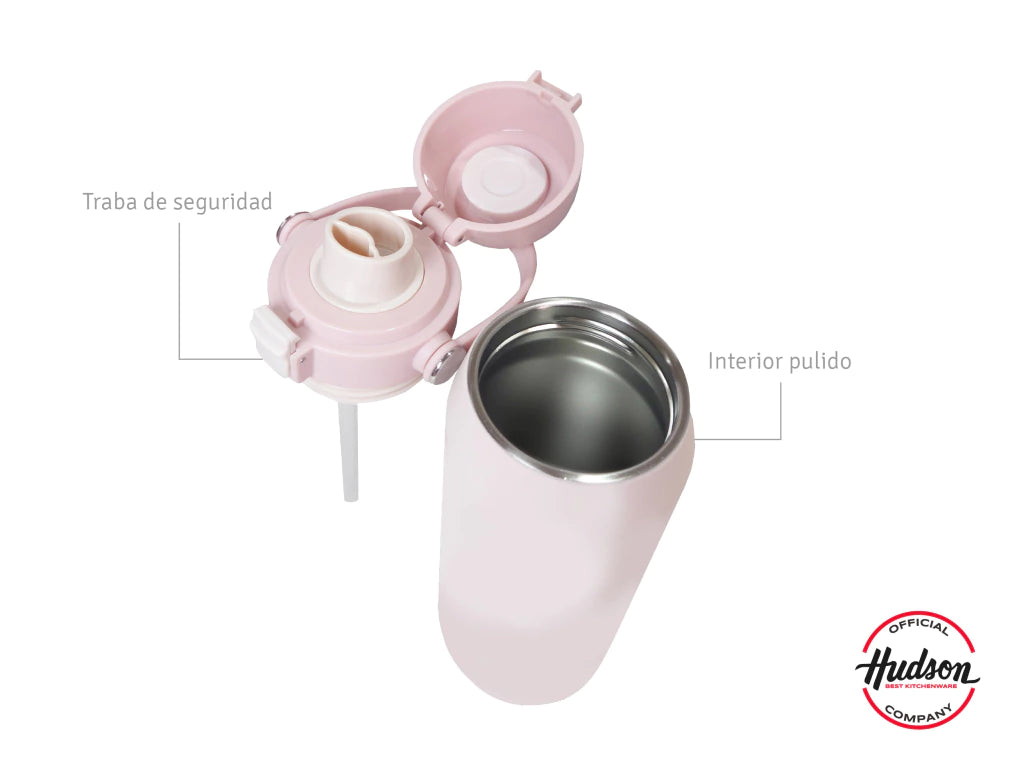 Botella Deportiva Rosa 500 ml Manija + traba +Tapa Flip