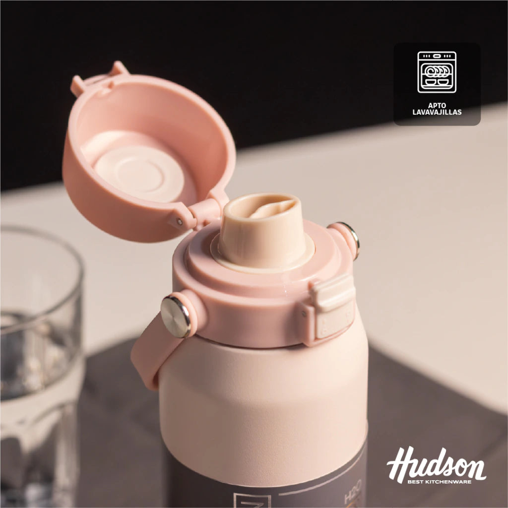 Botella Deportiva Rosa 500 ml Manija + traba +Tapa Flip