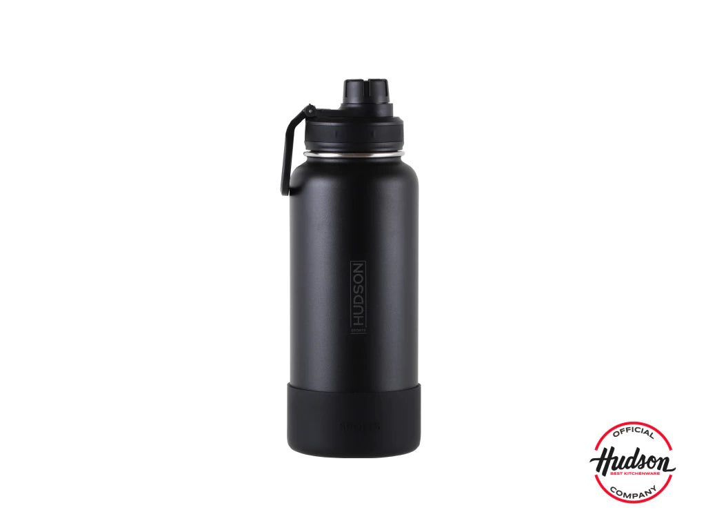 Botella Deportiva Negra 960 ml Aislacion Doble + Base Silicona