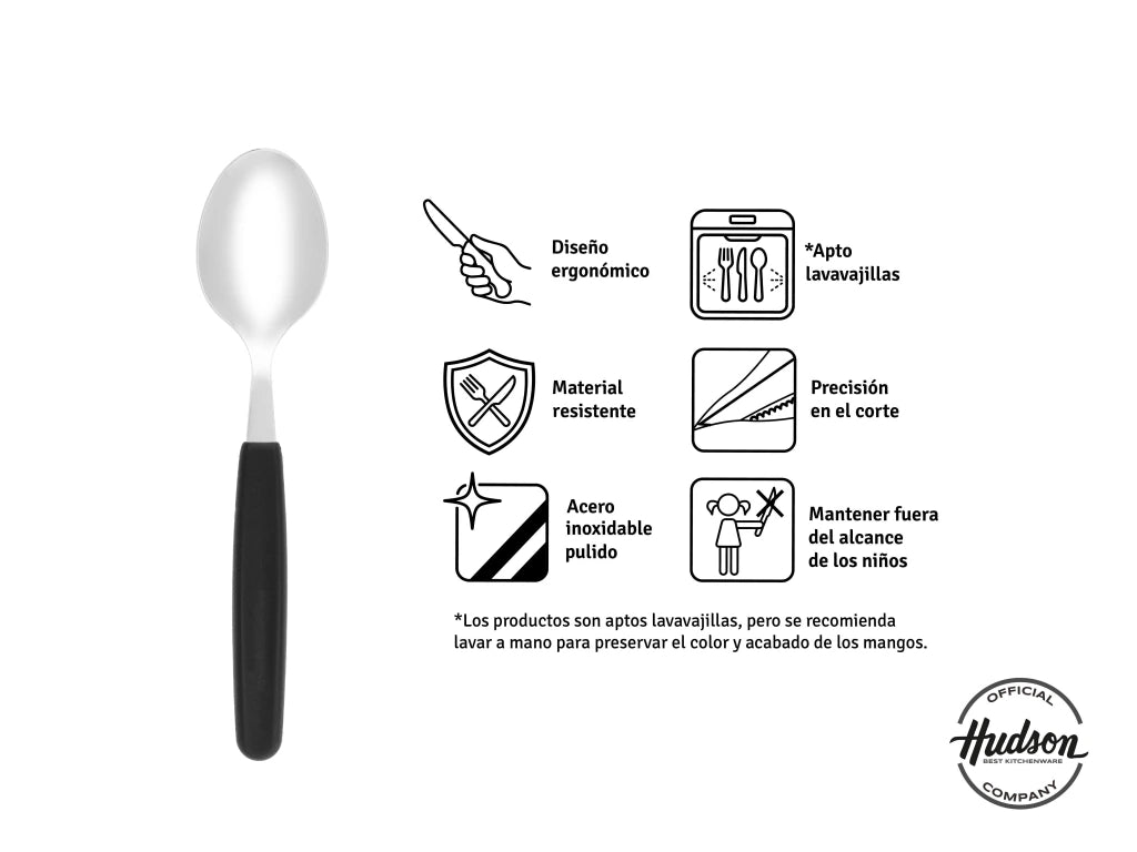 Pack x3 Cucharas Basic de Acero Inoxidable + Mango Negro de Plástico
