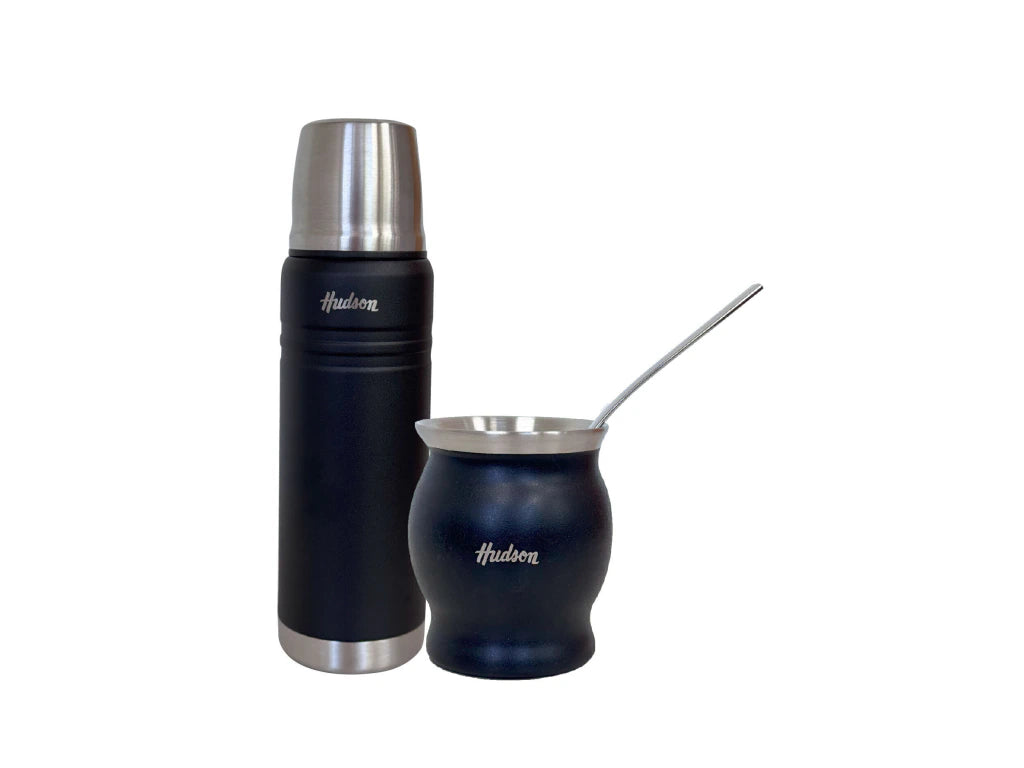 Set Termo 500ml + Mate Copa Acero Inoxidable Plateado