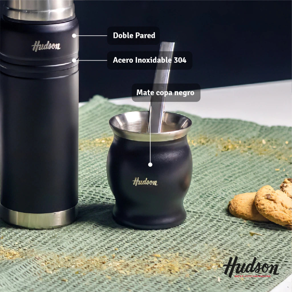 Set De Termo 500ml + Mate Copa Negro