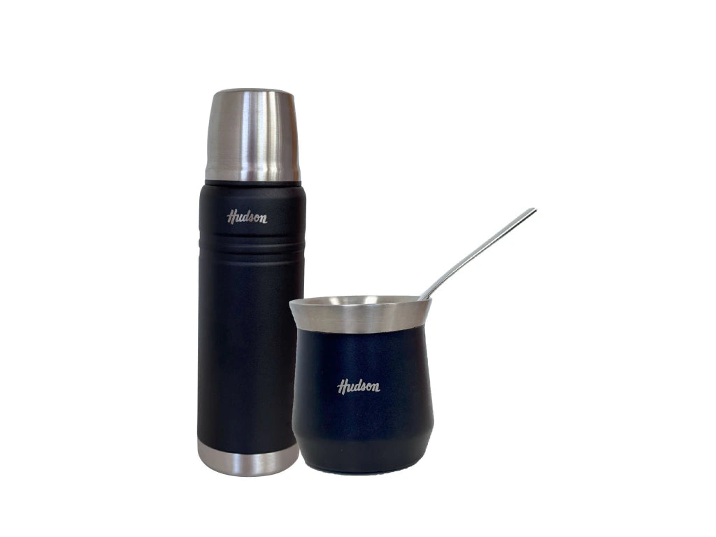 Set De Termo 500ml + Mate Vaso Acero Inoxidable Negro