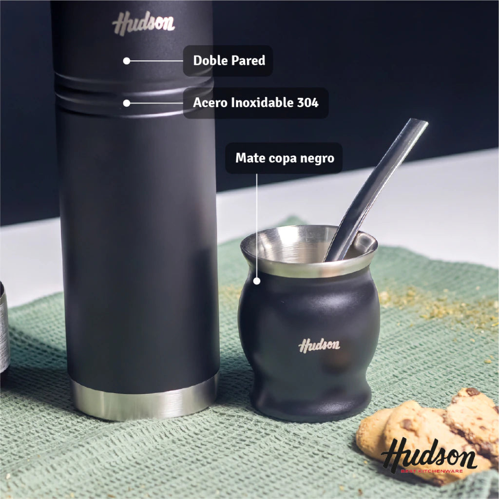 Set Matero de Termo de 750 Ml+ Mate Copa Negro