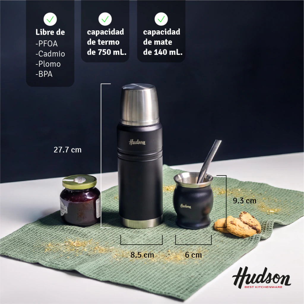 Set Matero de Termo de 750 Ml+ Mate Copa Negro