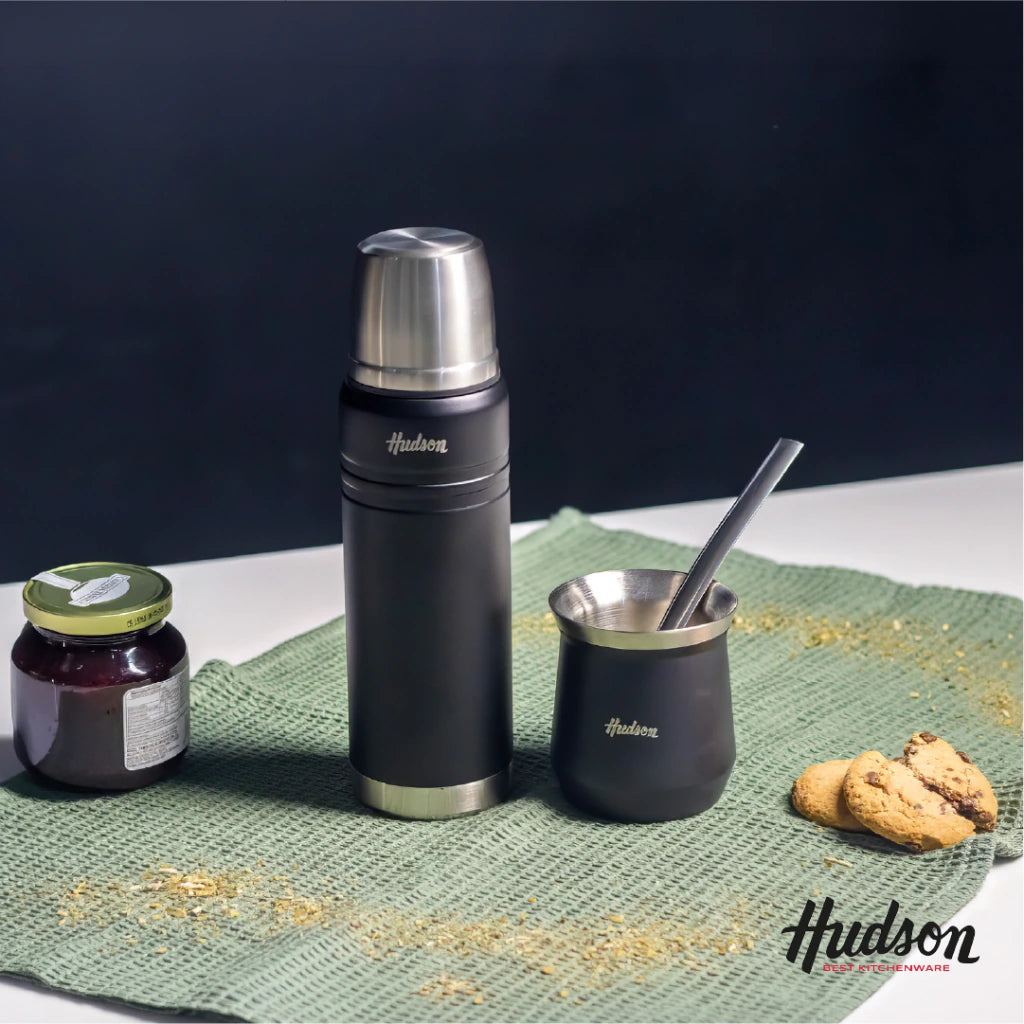 Set De Termo 500ml + Mate Vaso Acero Inoxidable Negro