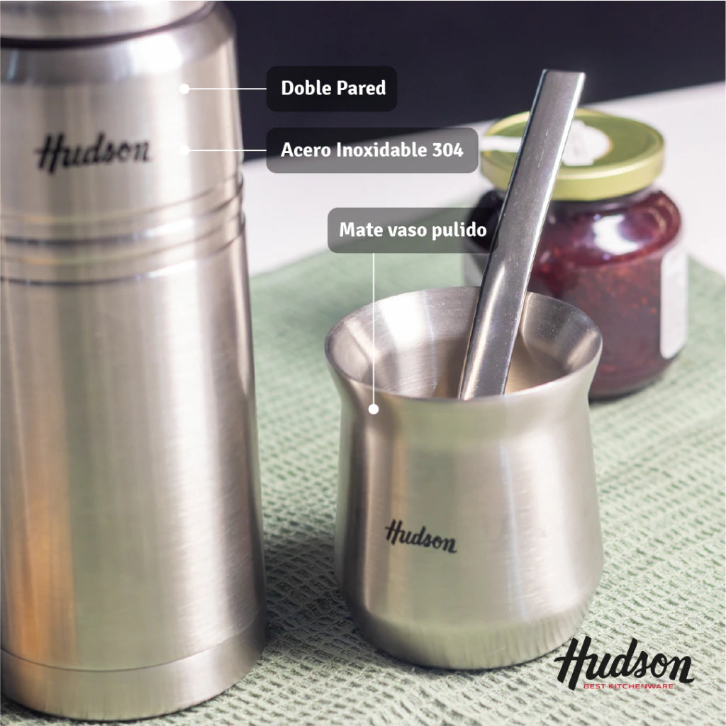 Set De Termo 750ml + Mate Vaso Acero Inoxidable Acero