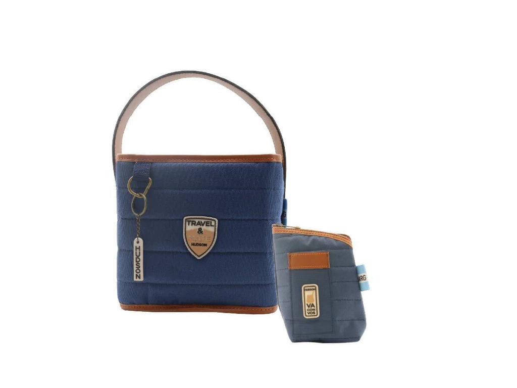 Set de Yerbera y Matera Estilo Canasta Azul