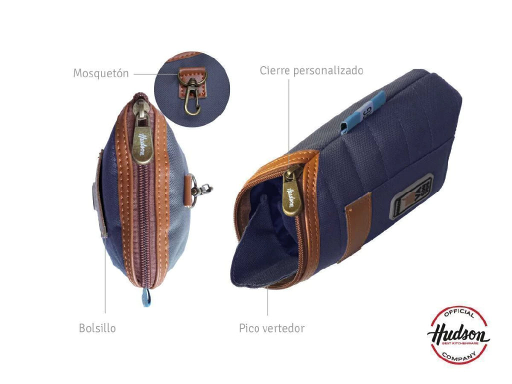 Set de Yerbera y Matera Estilo Canasta Azul