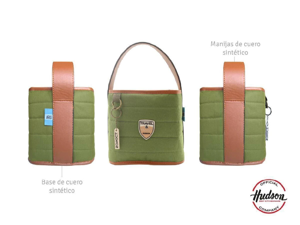 Set de Yerbera y Matera Estilo Canasta Verde