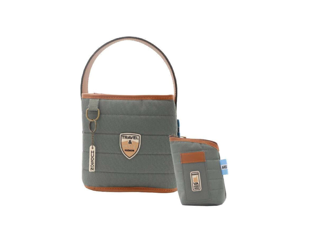 Set de Yerbera y Matera Estilo Canasta Gris